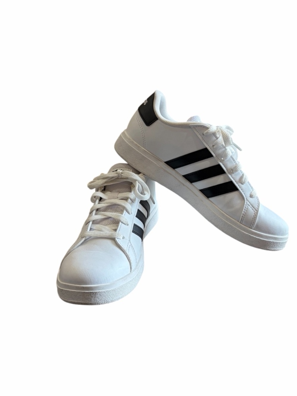 Men's White Sneakers with Black Stripes - Casual Athletic Shoes